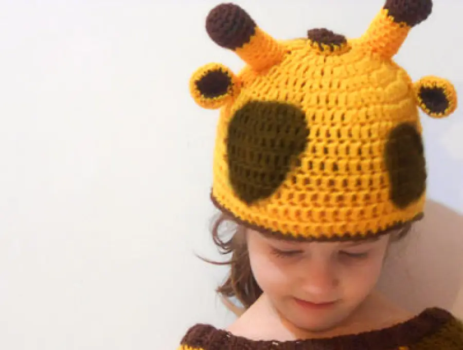 Giraffe crochet beanie