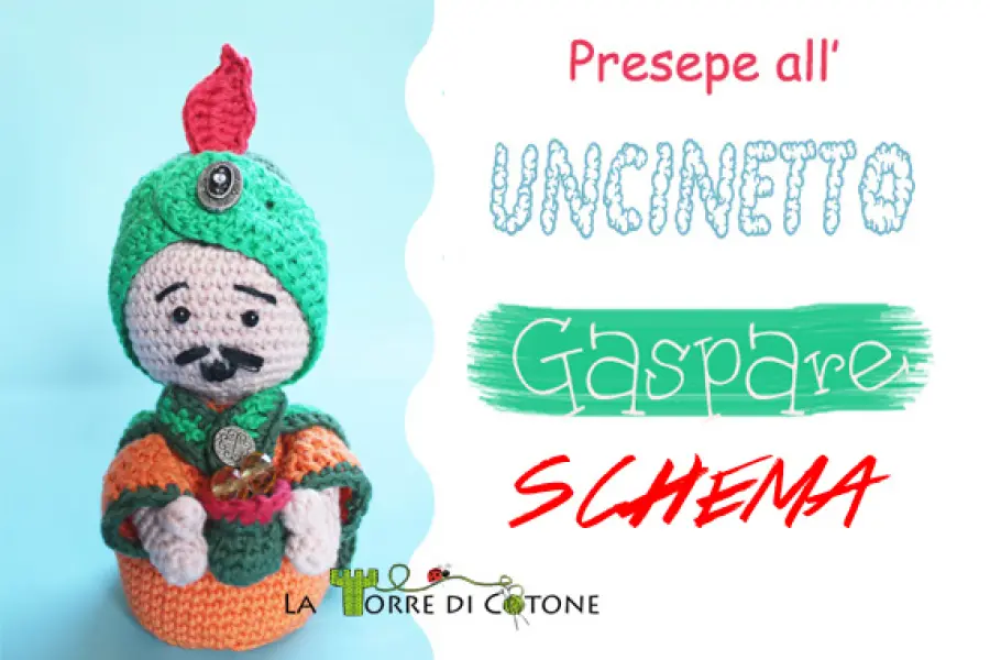 Presepe ad uncinetto #5: schema Re Magio Gaspare