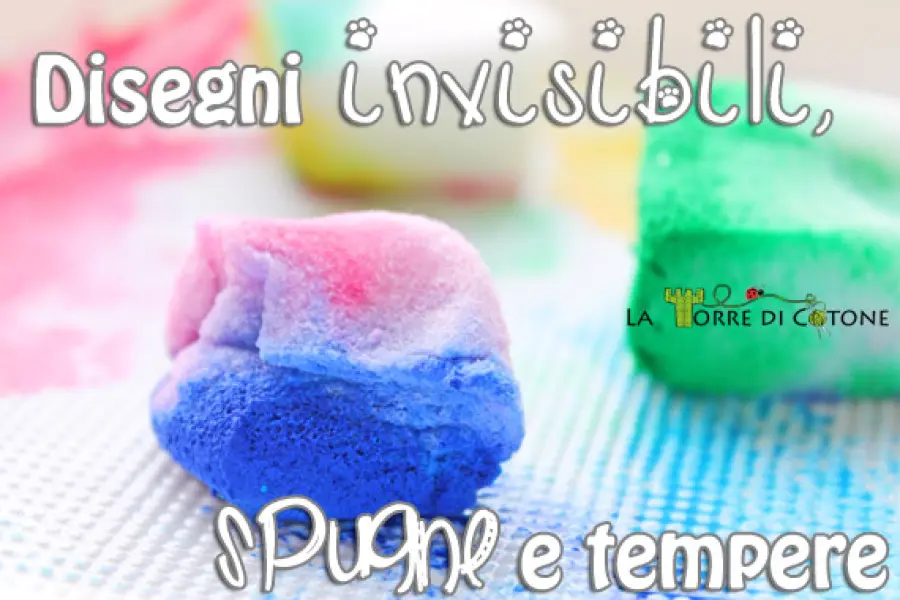 #esperienzacreativa con disegni invisibili, spugne e tempere
