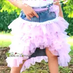 Gonna a balze di toulle: riciclo vecchi jeans da bambina