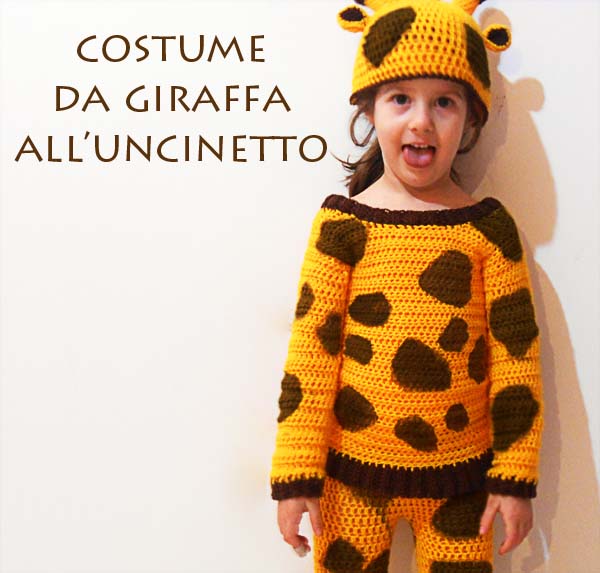 Costume da giraffa all'uncinetto con cuffietta