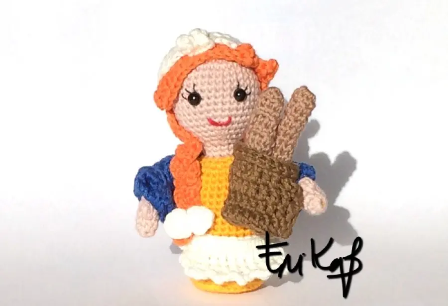 19° schema per il presepe all'uncinetto: la fornaia