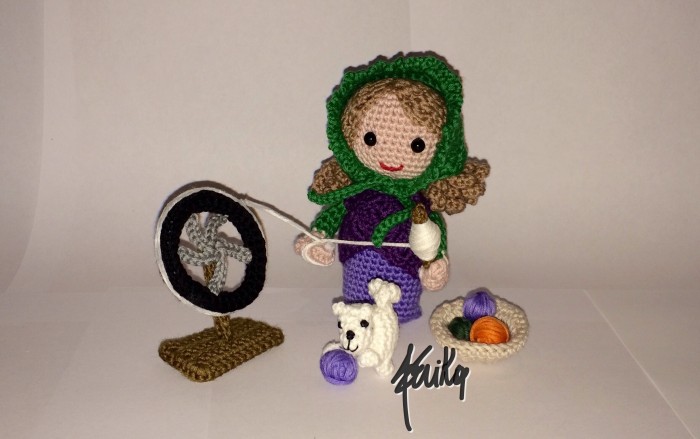 14° schema sal presepe all'uncinetto: la filatrice