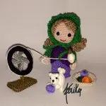 14° schema sal presepe all'uncinetto: la filatrice