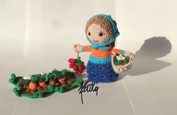 11° schema presepe all'uncinetto: la contadina