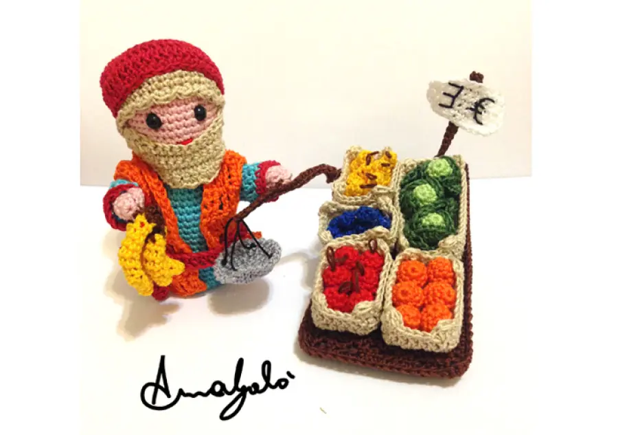 7° Schema presepe all'uncinetto 2015: il fruttivendolo