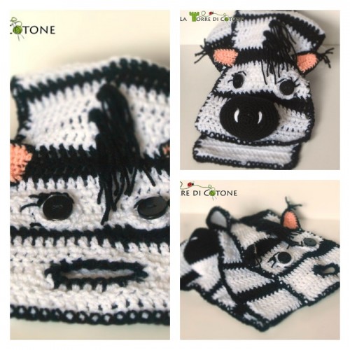 Schema gratis per realizzare una originalissima sciarpa all'uncinetto a forma di zebra